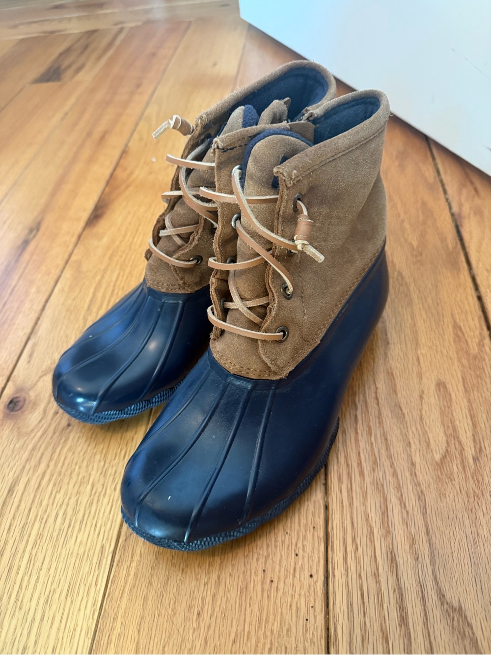 Classic Waterproof Duck Boots - Brown and Blue